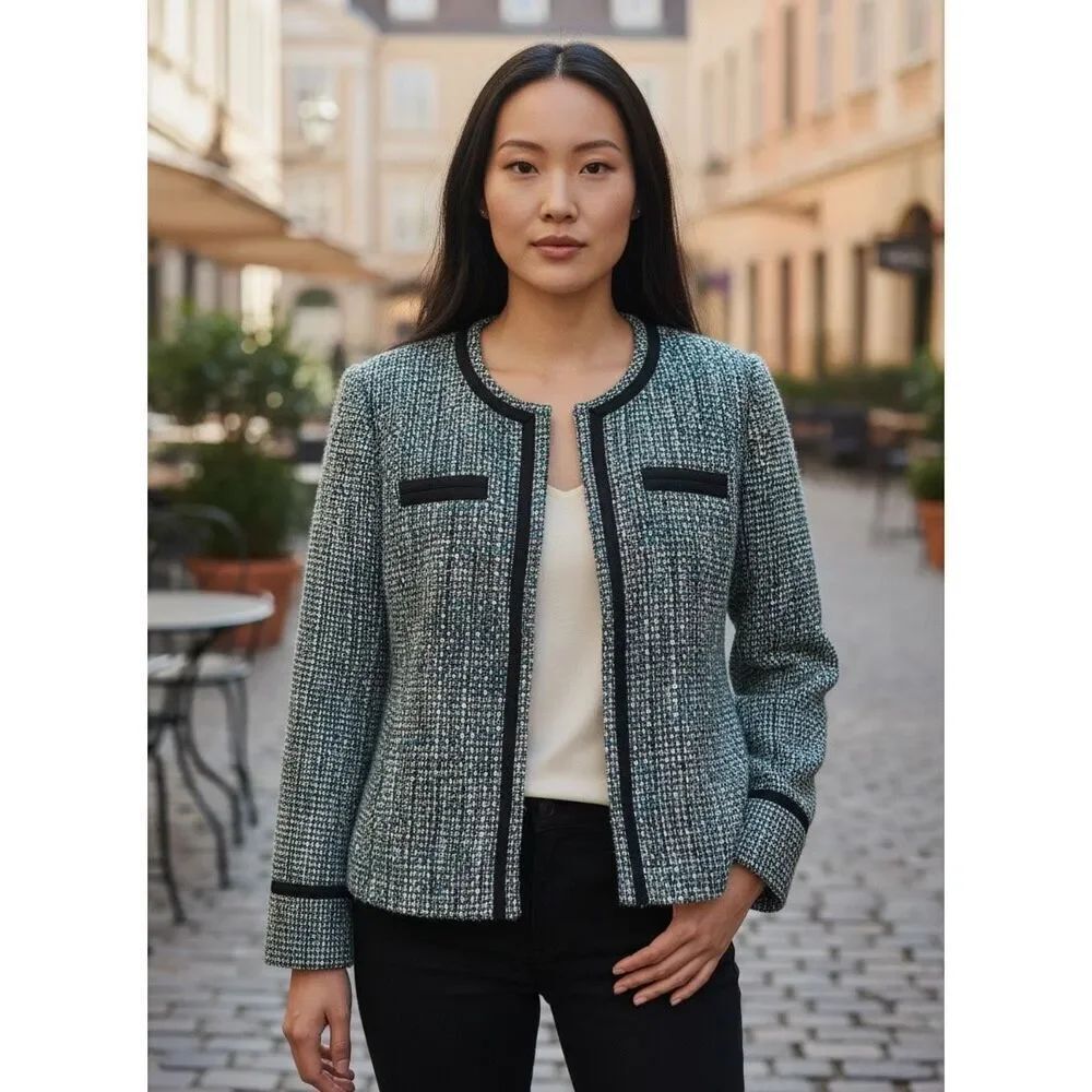 DAISY FUENTES Tweed Blazer Jacket  Lined Size Large